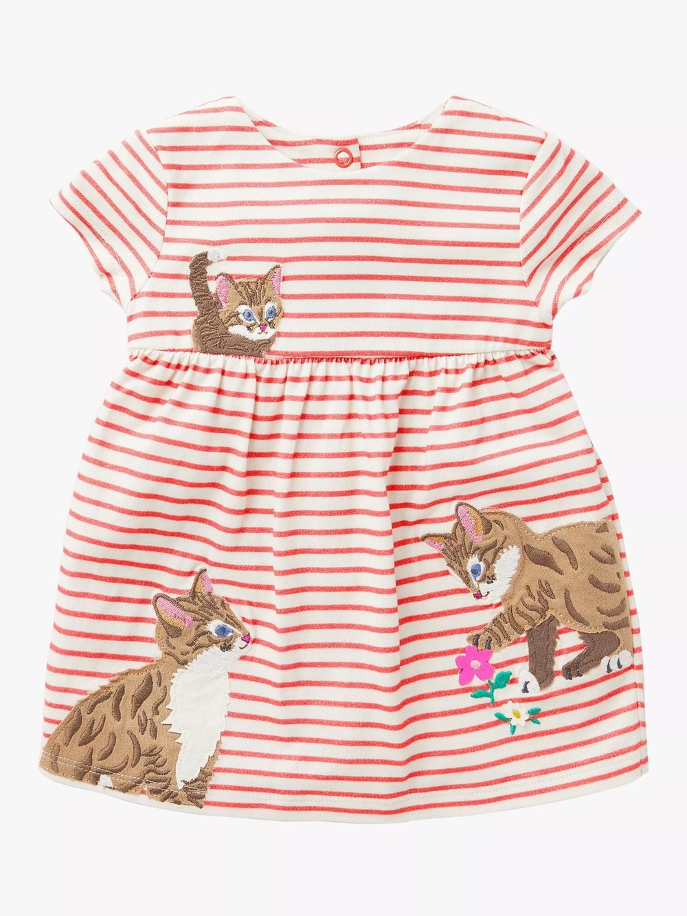 Mini Boden Baby Big Cat Striped Applique Jersey Dress
